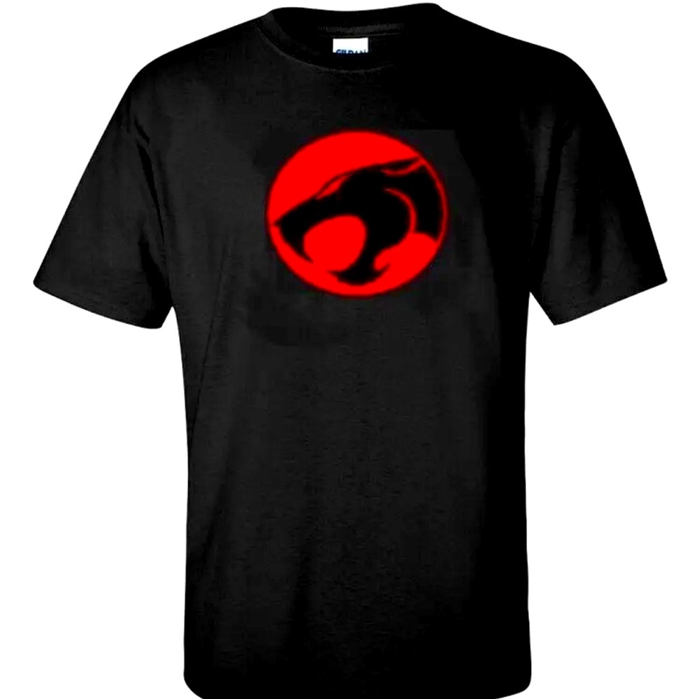 Thunder Cats Logo Cotton Shirt Black Retro Cartoon T-Shirt!